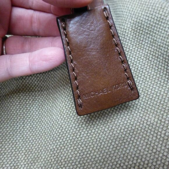 Michael Kors Hamilton Canvas Handbag Tote Purse Leather Handles Strap Lock - Picture 8 of 12